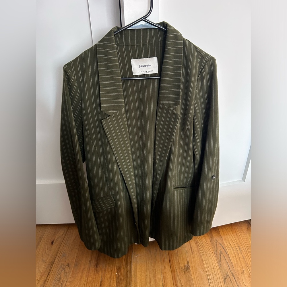 Stradivarius green striped jacket